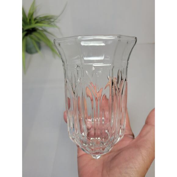 Vintage 8 Paneled Votive Cup Pegged Candle Holder, Large Astoria Clear Glass - Picture 2 of 4